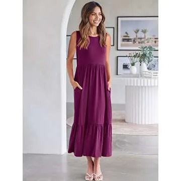 ANRABESS Women Summer Sleeveless Tiered Maxi Dress