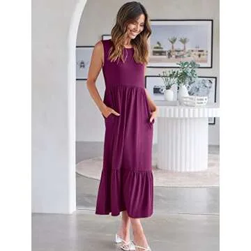 ANRABESS Women Summer Sleeveless Tiered Maxi Dress