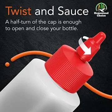 Made in USA Condiment Squeeze Bottles 16 OZ, 6 Pack Squirt Bottles for Sauces Liquids BPA Free Condiment Bottles with Twist Cap Ketchup, Syrup, Oil, Dressings, Honey, BBQ, Arts Crafts