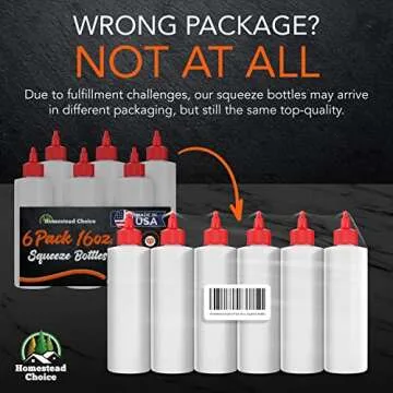 Made in USA Condiment Squeeze Bottles 16 OZ, 6 Pack Squirt Bottles for Sauces Liquids BPA Free Condiment Bottles with Twist Cap Ketchup, Syrup, Oil, Dressings, Honey, BBQ, Arts Crafts