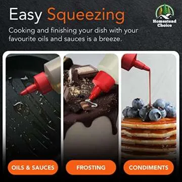 Made in USA Condiment Squeeze Bottles 16 OZ, 6 Pack Squirt Bottles for Sauces Liquids BPA Free Condiment Bottles with Twist Cap Ketchup, Syrup, Oil, Dressings, Honey, BBQ, Arts Crafts