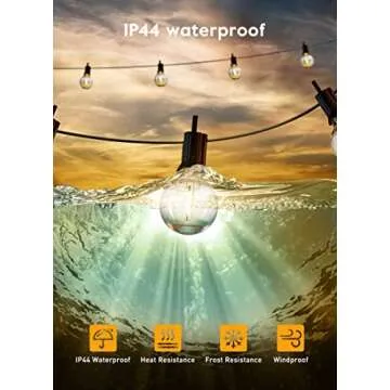 Outdoor String Lights with Remote and Zip Ties, 58Ft Dimmable Patio Lights with 25 Bulbs, Waterproof Hanging Lights for Porch Backyard Bistro Cafe Market