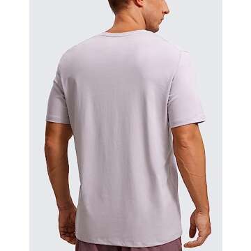 CRZ YOGA Men's Cotton Polyester Short Sleeve T-Shirt Classic Fit Casual Workout Tops Soft Premium Te...