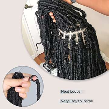 Niseyo Wild Locs 30 Inch Distressed New Faux Locs with Curly Ends 8 Packs Long Soft Pre-looped Goddess Locs Crochet Hair (2#, Off Black)