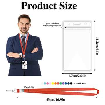 24 Pack Cruise Lanyard with ID Card Holder, Durable Lanyard with Waterproof ID Badge Holder Bulk Lanyards for ID Badges Cruise Lanyards for Ship Cards Carnival Sail (12 Colors)