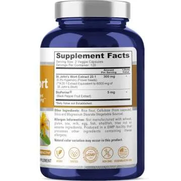 NusaPure St. John's Wort Extract 6000mg - 240 Veggie Capsules for Mood Support
