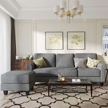 Nolany Reversible Sectional Sofa Couch L Shape Sofa Couch Convertible Sectional Couch for Small Apartment (Dusty Grey)