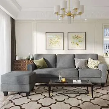 Nolany Reversible Sectional Sofa Couch L Shape Sofa Couch Convertible Sectional Couch for Small Apartment (Dusty Grey)