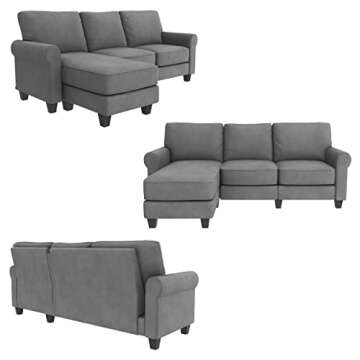 Nolany Reversible Sectional Sofa Couch L Shape Sofa Couch Convertible Sectional Couch for Small Apartment (Dusty Grey)