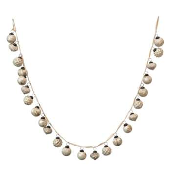 One Holiday Way 72-Inch Embossed Mercury Glass Ornament Christmas Tree Garland w/Antique Cream White...