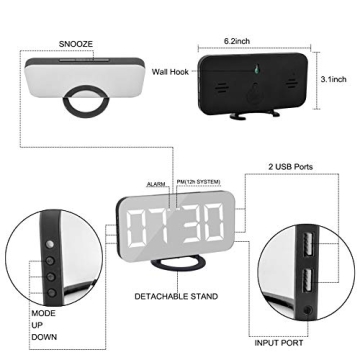SZELAM Digital Clock - Alarm Clock with Mirror Surface