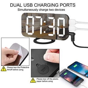 SZELAM Digital Clock - Alarm Clock with Mirror Surface