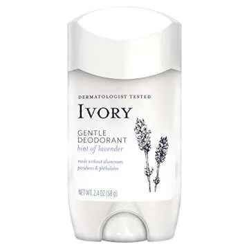 Gentle Aluminum Free Ivory Deodorant, Hint of Lavender, 2.4 oz (Pack of 2)