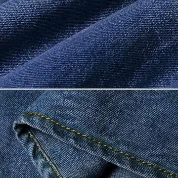 Women's Bow Design Denim Pullover Top Button Up High Neck Fashionable Jacket with Elastic and Puff Sleeves(Dark Blue,M)