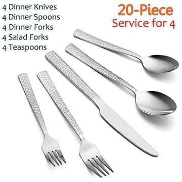 E-far Hammered Silverware Set Stainless Steel Flatware