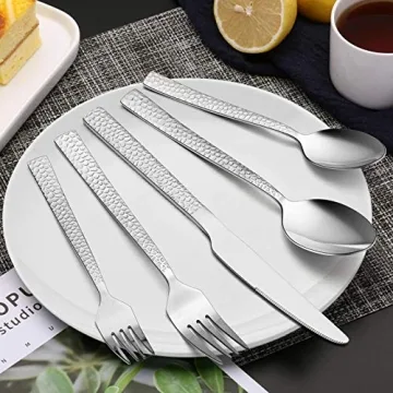 E-far Hammered Silverware Set Stainless Steel Flatware