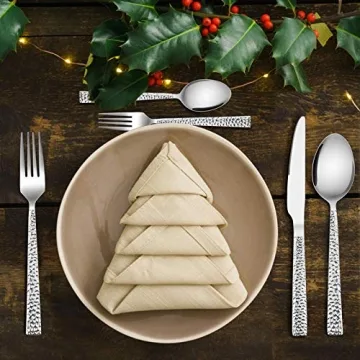 E-far Hammered Silverware Set Stainless Steel Flatware