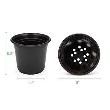 JERIA 100-Pack 0.5 Gallon Plant Nursery Pots, Plastic Pots for Flower Seedling, Flower Plant Contain...