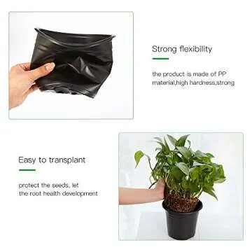 JERIA 100-Pack 0.5 Gallon Plant Nursery Pots, Plastic Pots for Flower Seedling, Flower Plant Container Seed Starting Pot, Come with 100 Pcs Plant Labels(Black)