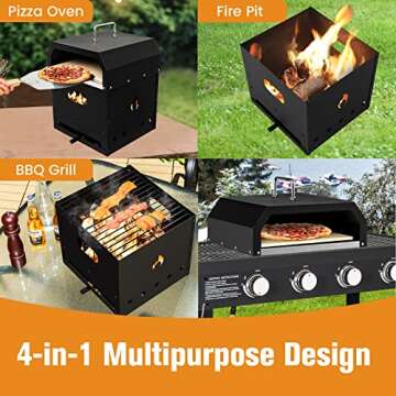 Giantex 4-in-1 Outdoor Pizza Oven, Wood Fired 2-Layer Pizza Maker with Cover, Pizza Stone, Shovel, G...