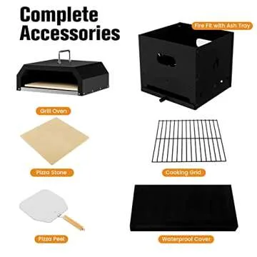 Giantex 4-in-1 Outdoor Pizza Oven, Wood Fired 2-Layer Pizza Maker with Cover, Pizza Stone, Shovel, Grill Grid, Detachable Grill Oven Fire Pit Pizza Ovens for Outside Backyard BBQ