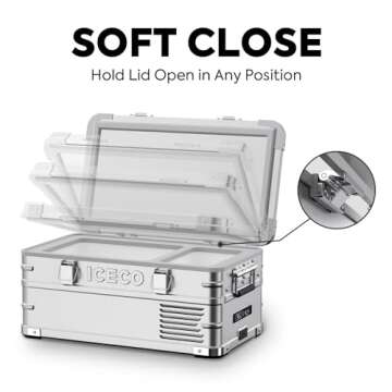 ICECO APL20 12 Volt Car Refrigerator, 21 Quart (20 Liter) Light Duty Aluminum 12V Car Fridge, SECOP Nano Compressor, -4℉~68℉, Car Freezer, 12/24V DC, 100-240V AC for Outdoor, Camping, RV, Truck, Boat