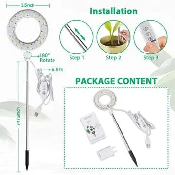 GYTF Halo Plant Grow Light - 6000K LED Full Spectrum for Indoor Plants, Adjustable with Timer