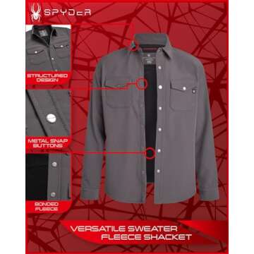 Spyder Men's Softshell Shirt Jacket - Wind Resistant Polar Fleece Bonded Long Sleeve Button Down Shirt for Men (Sizes: S-XXL), Size Large, Polar