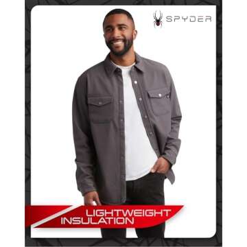 Spyder Men's Softshell Shirt Jacket - Wind Resistant Polar Fleece Bonded Long Sleeve Button Down Shirt for Men (Sizes: S-XXL), Size Large, Polar