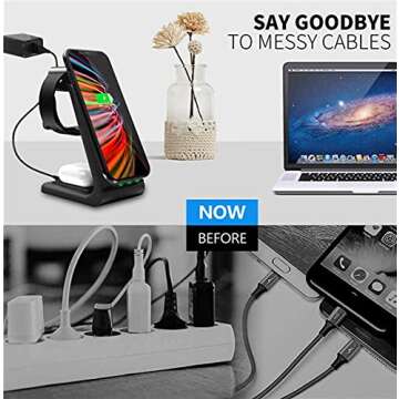 Kekodeepfun Wireless Charger, 3 in 1 Wireless Charging Stand Pad for Apple Watch iPhone Airpods, Wireless Charging Station for iPhone 11/Pro/X/XR/Xs/8 Plus Apple Watch Charger 5 4 3 2 1 Airpods12 Pro