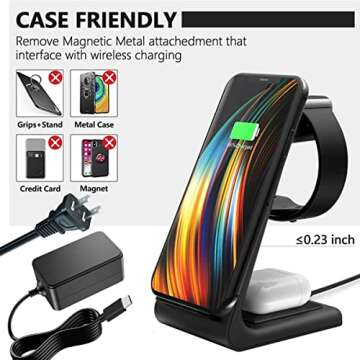 Kekodeepfun Wireless Charger, 3 in 1 Wireless Charging Stand Pad for Apple Watch iPhone Airpods, Wireless Charging Station for iPhone 11/Pro/X/XR/Xs/8 Plus Apple Watch Charger 5 4 3 2 1 Airpods12 Pro