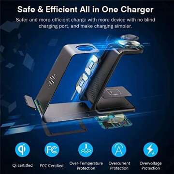 Kekodeepfun Wireless Charger, 3 in 1 Wireless Charging Stand Pad for Apple Watch iPhone Airpods, Wireless Charging Station for iPhone 11/Pro/X/XR/Xs/8 Plus Apple Watch Charger 5 4 3 2 1 Airpods12 Pro