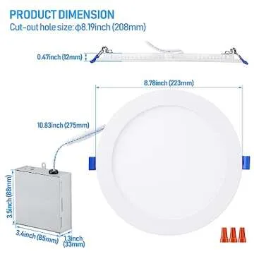 TORCHSTAR Ultra-Thin 8 Inch LED Recessed Light with Junction Box, 5%-100% Dimmable Aluminum Recessed Downlight, ETL & ES Listed, 4000K Cool White, 18W Slim Recessed Lighting, Pack of 6