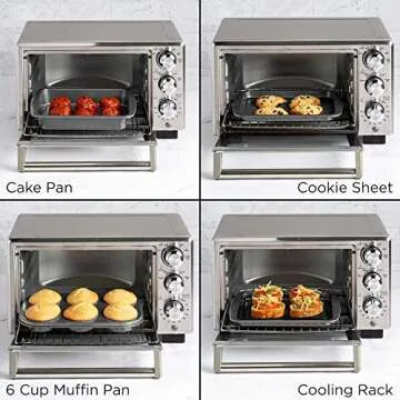 Ecolution Non-Stick Toaster Oven Bakeware Set 4-Piece, Carbon Steel, Easy to Clean and Perfect for Single Servings, Gray