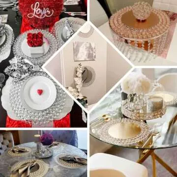 Efavormart 14" Gold Wired Metal Charger Plate With 118 Acrylic Crystal Beads For Weddings Events