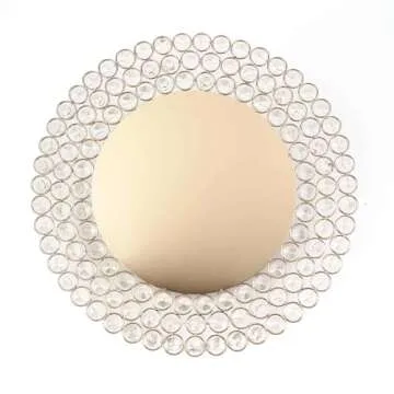 Efavormart 14" Gold Wired Metal Charger Plate With 118 Acrylic Crystal Beads For Weddings Events