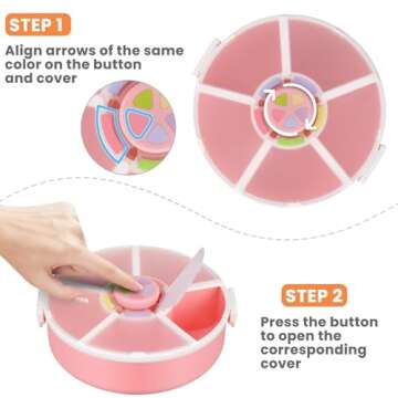 Pawtong Kids Snack Spinner Container Reusable Snack Box with 5 Compartment Dispenser and Lid, Color ...