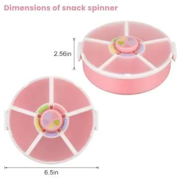 Pawtong Kids Snack Spinner Container Reusable Snack Box with 5 Compartment Dispenser and Lid, Color Matching Opening Lid, BPA and PVC Free, for Toddlers, Babies, Home, School, Travel (1 Pack- Pink)