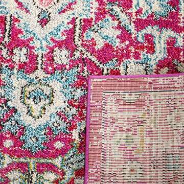 SAFAVIEH Monaco Collection Accent Rug - 3' x 5', Fuchsia & Light Blue, Medallion Distressed Design, Non-Shedding & Easy Care, Ideal for High Traffic Areas in Entryway, Living Room, Bedroom (MNC250J)