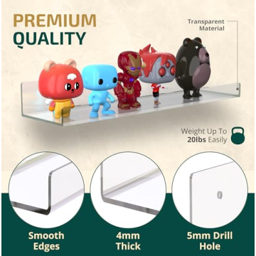 ACRADEC Acrylic Shelves Set of 4 - Easy Install & Sturdy