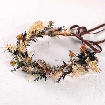 KorViSHOW Brown Flower Crown Headband - Perfect for Weddings and Festivals