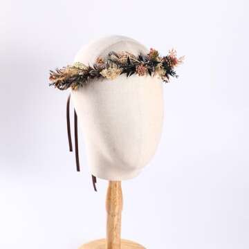 KorViSHOW Brown Flower Crown - Elegant Fairy Floral Headband