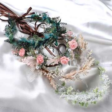 KorViSHOW Brown Flower Crown - Elegant Fairy Floral Headband
