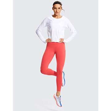 CRZ YOGA Women's Naked Feeling Workout Leggings 25 Inches - High Waisted Yoga Pants with Side Pockets Running Tights Brick Rose Large