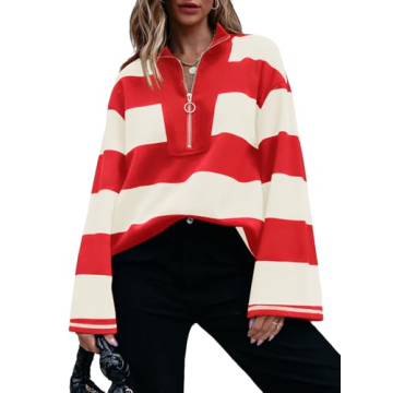 AlvaQ Casual Colorblock Striped Oversized Sweatshirt - Fall Fashion 2024
