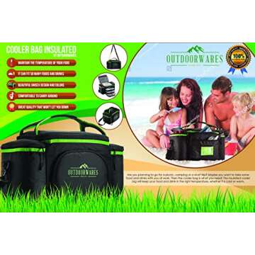 Insulated Lunch Bag - Outdoorwares Large Capacity Cooler Bag Durable, to Keep Foods and Drinks in The Right Temperature - Good for Travel, Picnic, Beach Hiking, Camping ETC.(Containers Not Included)