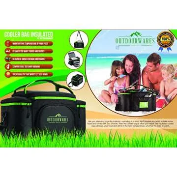 Insulated Lunch Bag - Outdoorwares Large Capacity Cooler Bag Durable, to Keep Foods and Drinks in The Right Temperature - Good for Travel, Picnic, Beach Hiking, Camping ETC.(Containers Not Included)