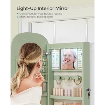 SONGMICS Elegant LED Jewelry Cabinet with Mirror