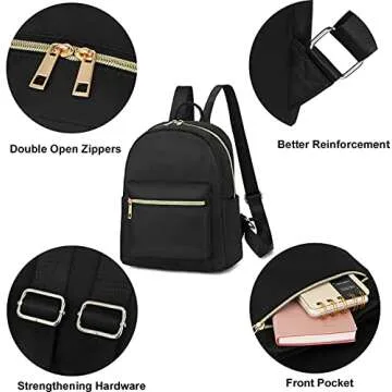 Mini Backpack Women Teens Girls Cute Small Backpack Purse Casual Travel School Bag (Black)