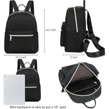 Mini Backpack Women Teens Girls Cute Small Backpack Purse Casual Travel School Bag (Black)